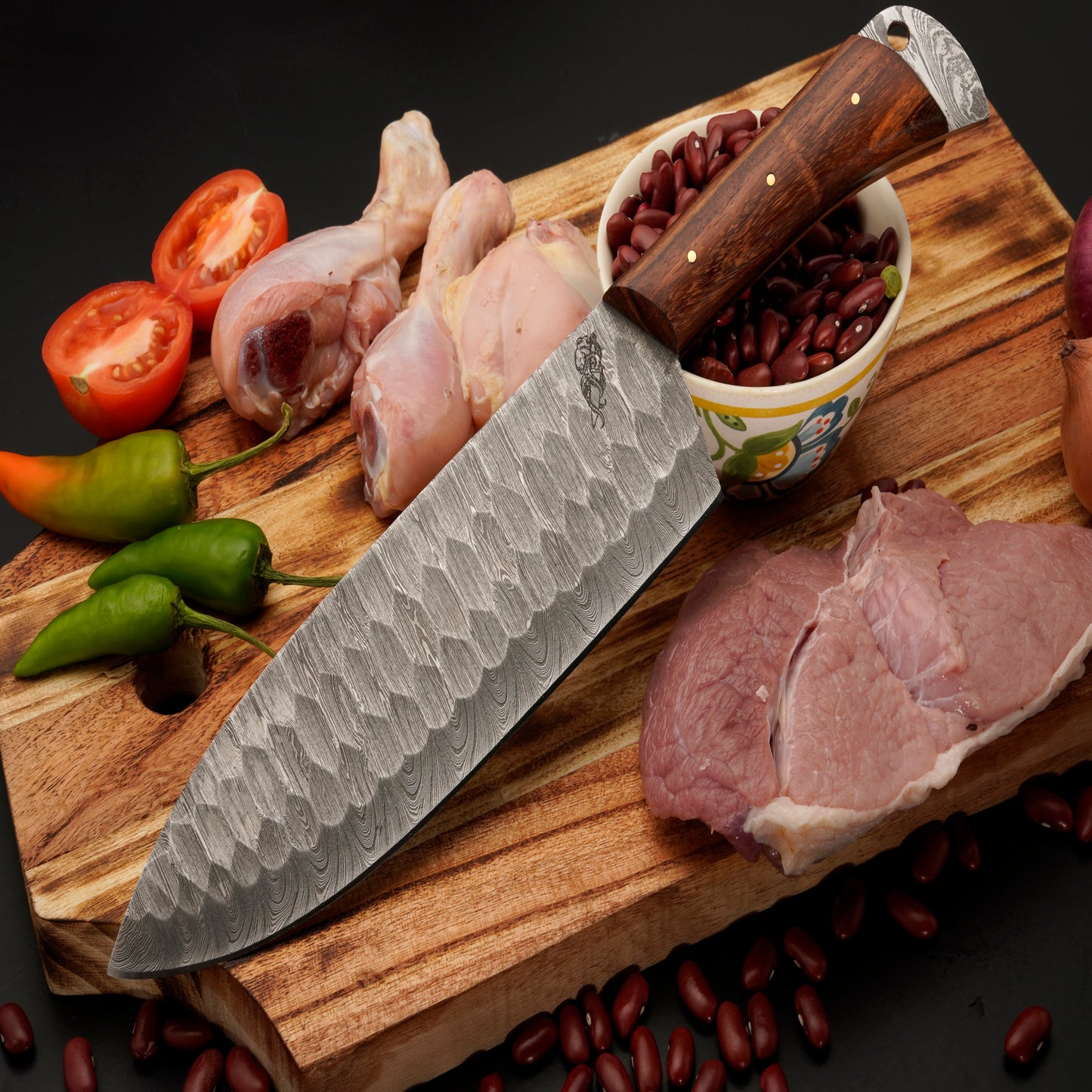The Gringo 3 Piece Damascus Chef Knife Set & Leather Roll
