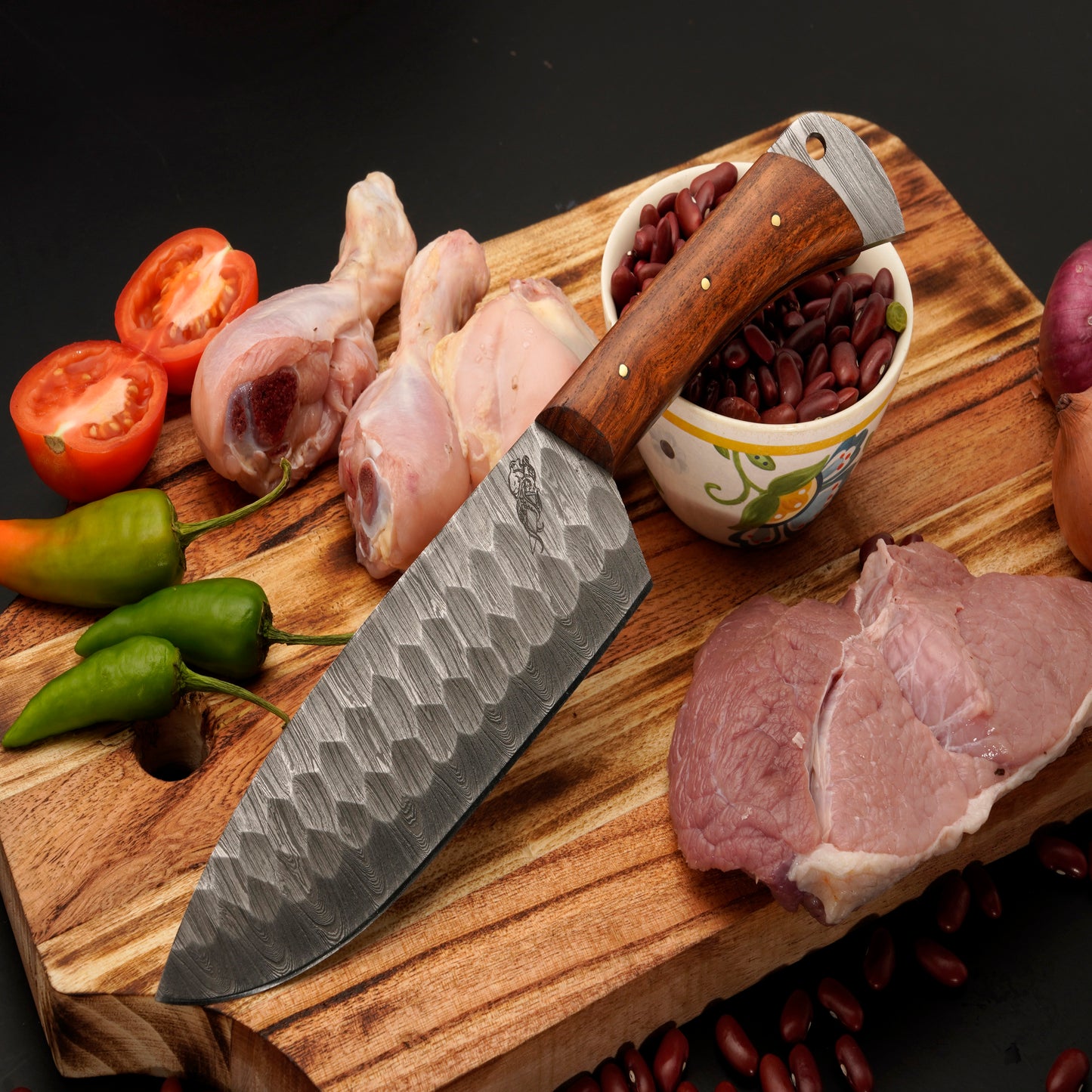 The Gringo 3 Piece Damascus Chef Knife Set & Leather Roll