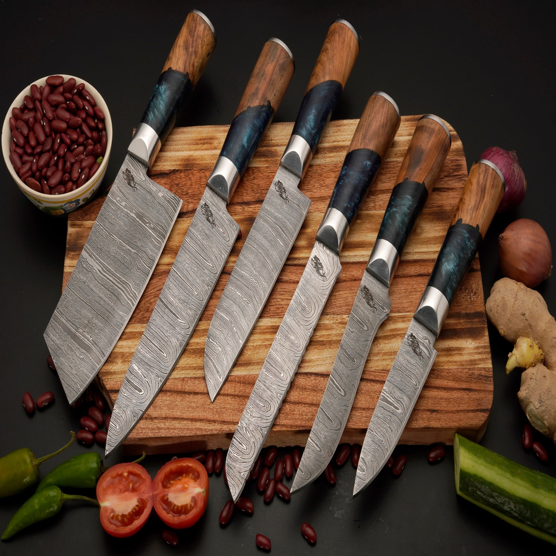 Set De 6 Couteaux Cheffinger – Lames Inox Avec Support, Modèle CF-KB01 (neuf)